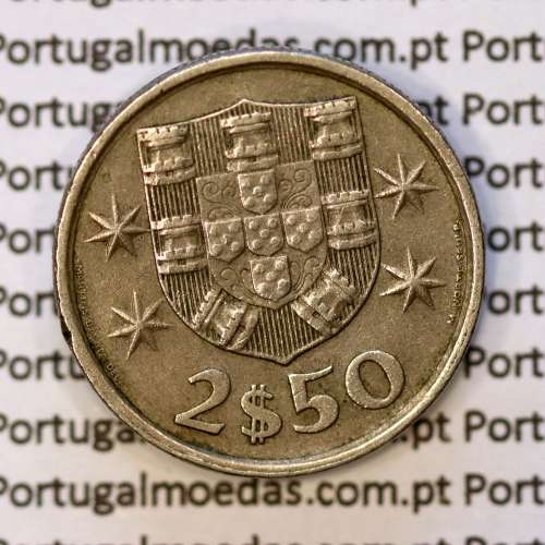 2$50 escudos 1981  cuproníquel, 2 escudos e 50 centavos 1981 da República Portuguesa, (MBC), World Coins Portugal KM 590
