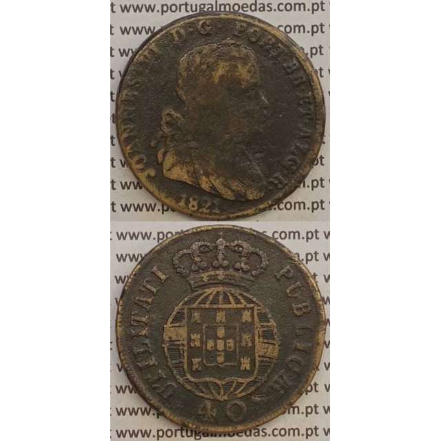 MOEDA PATACO (40 RÉIS) BRONZE 1821 (BC) LEGENDA SEPARADA
