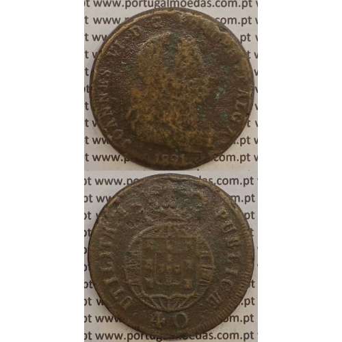 MOEDA PATACO (40 RÉIS) BRONZE 1821 (BC-) LEGENDA SEPARADA