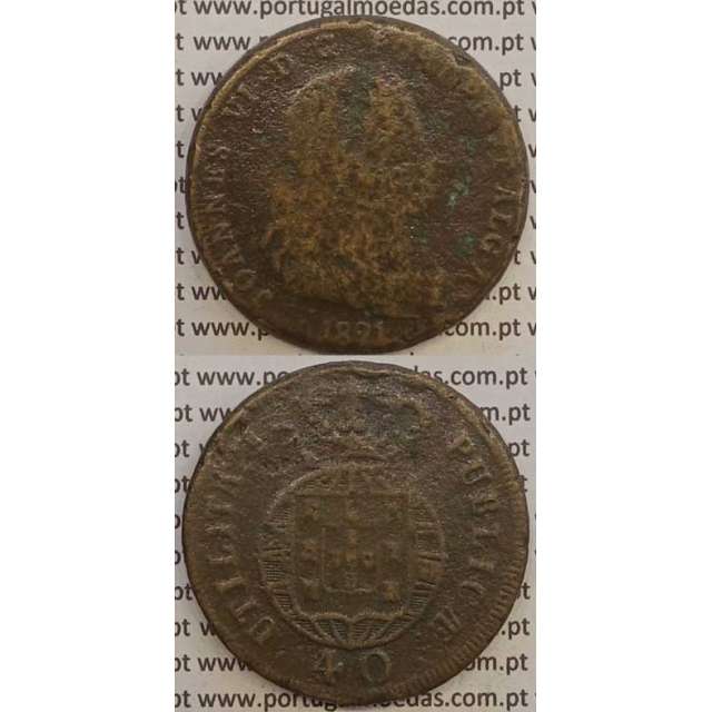 MOEDA PATACO (40 RÉIS) BRONZE 1821 (BC-) LEGENDA SEPARADA