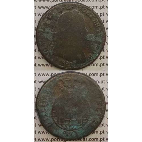 MOEDA PATACO (40 RÉIS) BRONZE 1821 (BC-/REG) LEGENDA SEPARADA