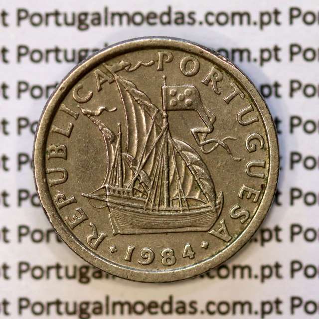 coin of 2-1/2 Escudos 1984, 2.50 Escudos 1984 Copper-Nickel Portuguese Republic, (VF+), World Coins Portugal KM 590