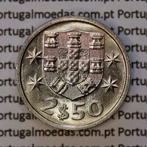 2$50 escudos 1985  cuproníquel algarismos da data finos, 2 escudos e 50 centavos 1985, (Soberba), World Coins Portugal KM 590