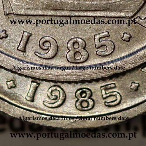 coin of 2-1/2 Escudos 1985 large numbers date, 2.50 Escudos 1985 large date Copper-Nickel, (BU/UNC), World Coins Portugal KM 590