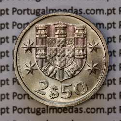 coin of 2-1/2 Escudos 1985 large numbers date, 2.50 Escudos 1985 large date Copper-Nickel, (BU/UNC), World Coins Portugal KM 590