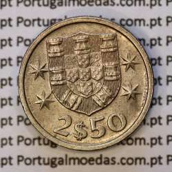2$50 escudos 1985  cuproníquel algarismos da data largos, 2 escudos e 50 centavos 1985, (MBC+), World Coins Portugal KM 590
