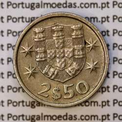 2$50 escudos 1985  cuproníquel algarismos da data largos, 2 escudos e 50 centavos 1985, (MBC), World Coins Portugal KM 590