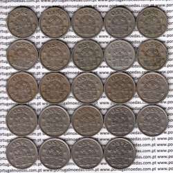 Coleção completa de 24 moedas de 2$50 escudos 1963 a 1985 cuproníquel da República Portuguesa, World Coins Portugal KM 590 Coleção completa de 24 moedas de 2$50 escudos 1963 a 1985 cuproníquel da República Portuguesa, World Coins Portugal KM 590