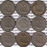 Coleção completa de 24 moedas de 2$50 escudos 1963 a 1985 cuproníquel da República Portuguesa, World Coins Portugal KM 590