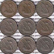 Coleção completa de 24 moedas de 2$50 escudos 1963 a 1985 cuproníquel da República Portuguesa, World Coins Portugal KM 590