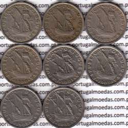 Coleção completa de 24 moedas de 2$50 escudos 1963 a 1985 cuproníquel da República Portuguesa, World Coins Portugal KM 590 Coleção completa de 24 moedas de 2$50 escudos 1963 a 1985 cuproníquel da República Portuguesa, World Coins Portugal KM 590
