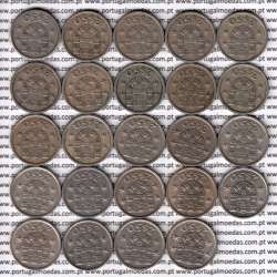 Complete collection of 24 coins of 2$50 escudos 1963 to 1985 cupronickel of the Portuguese Republic, World Coins Portugal KM 590