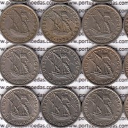 Complete collection of 24 coins of 2$50 escudos 1963 to 1985 cupronickel of the Portuguese Republic, World Coins Portugal KM 590