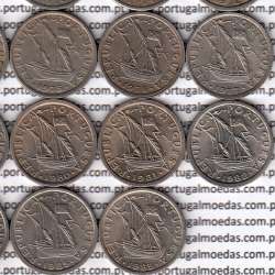 Complete collection of 24 coins of 2$50 escudos 1963 to 1985 cupronickel of the Portuguese Republic, World Coins Portugal KM 590