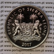 Serra Leoa, 1 Dólar 2007 Rinoceronte, Cuproníquel (PROOF), Série animais de África, World Coins Sierra Leone KM 328