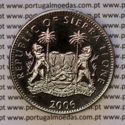 Serra Leoa, 1 Dólar 2006 Impala, Cuproníquel (PROOF), Série animais de África, World Coins Sierra Leone KM 314
