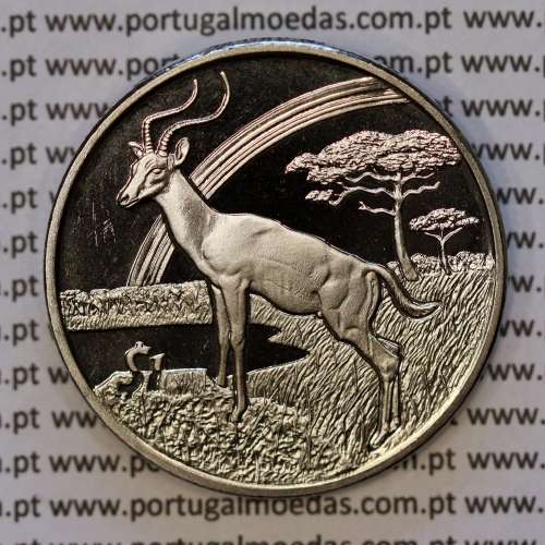 Serra Leoa, 1 Dólar 2006 Impala, Cuproníquel (PROOF), Série animais de África, World Coins Sierra Leone KM 314