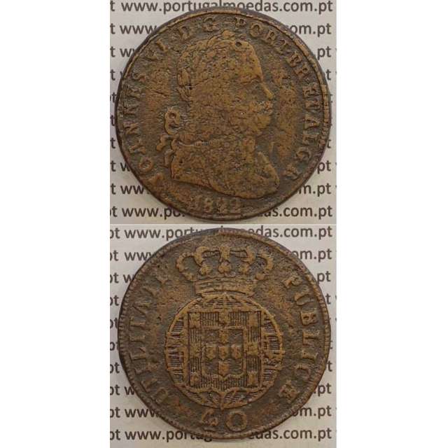 MOEDA PATACO (40 RÉIS) BRONZE 1822 (BC) LEGENDA SEPARADA