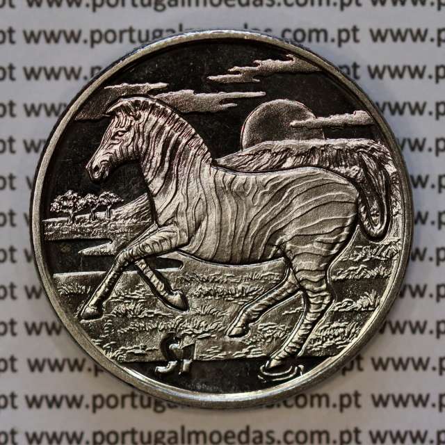 Serra Leoa, 1 Dólar 2007 Zebra, Cuproníquel (PROOF), Série animais de África, World Coins Sierra Leone KM 327