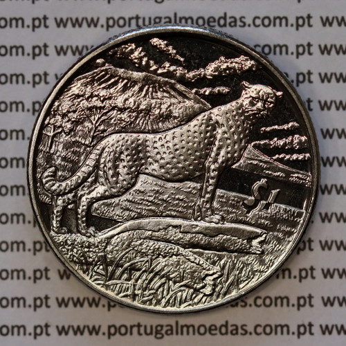 Serra Leoa, 1 Dólar 2007 Chita, Cuproníquel (PROOF), Série animais de África, World Coins Sierra Leone KM 326