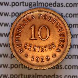 Portugal,10 centavos 1938 Bronze coin of the Portuguese Republic, (EF/UNC), World Coins Portugal KM 573