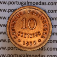 Portugal,10 centavos 1938 Bronze coin of the Portuguese Republic, (EF/UNC), World Coins Portugal KM 573