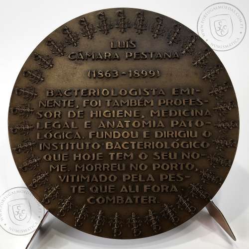 Luís da Câmara Pestana (1863 - 1899), um dos pioneiros da bacteriologia, Medalha Bronze Escultor Vasco Bernardo 1973