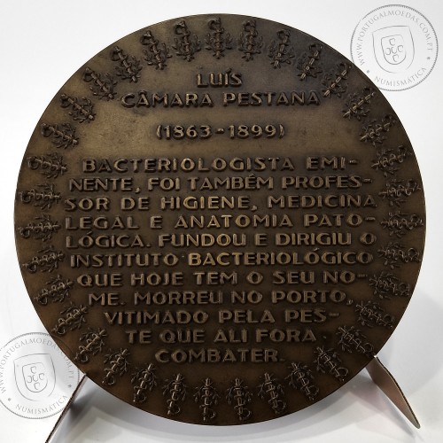 Luís da Câmara Pestana (1863 - 1899), um dos pioneiros da bacteriologia, Medalha Bronze Escultor Vasco Bernardo 1973