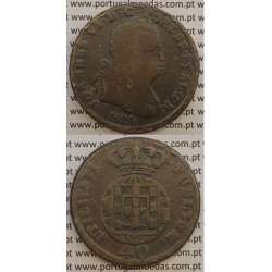 MOEDA PATACO (40 RÉIS) BRONZE 1824 (BC) LEGENDA SEPARADA / ESFERA ARMILAR MAIS PEQUENA