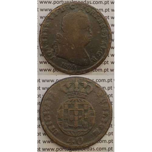 MOEDA PATACO (40 RÉIS) BRONZE 1824 (BC) LEGENDA SEPARADA / ESFERA ARMILAR MAIS PEQUENA