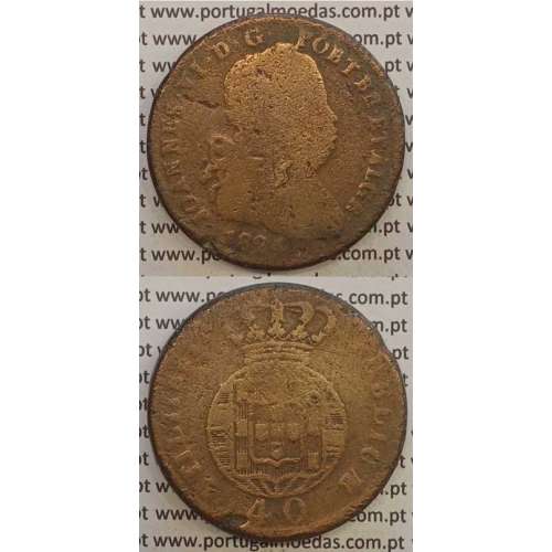 MOEDA PATACO (40 RÉIS) BRONZE 1824 (BC-) LEGENDA SEPARADA / ESFERA ARMILAR MAIS PEQUENA