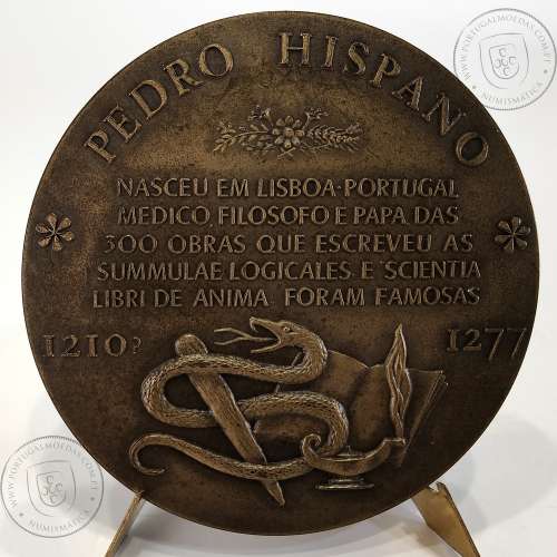 Pedro Hispano 1210 - 1277, Physician, Philosopher and Pope (Pope John XXI), Medal Sculptor Armindo Ribeiro