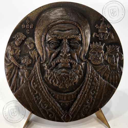 Pedro Hispano 1210 - 1277, Médico, Filosofo e Papa (Papa João XXI), Medalha Escultor Armindo Ribeiro