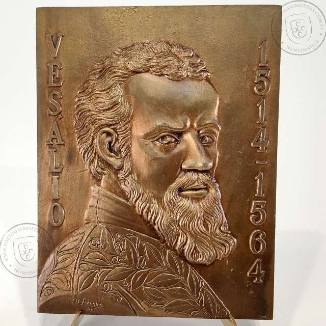 Vesálio ou Andreas Vesalius 1514 - 1564, Médico belga, considerado o pai da anatomia moderna, Medalha Escultor A. Cândido