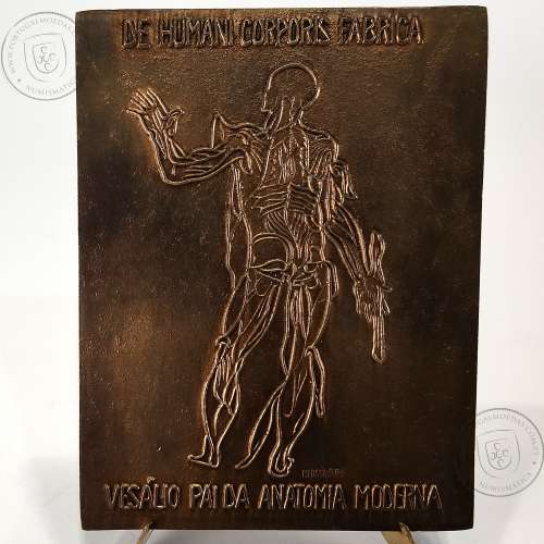 Vesálio ou Andreas Vesalius 1514 - 1564, Médico belga, considerado o pai da anatomia moderna, Medalha Escultor A. Cândido