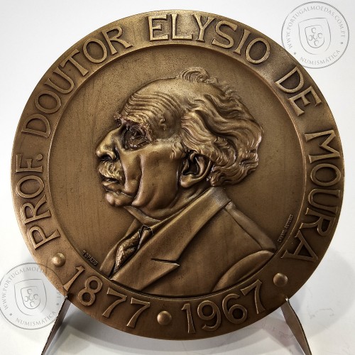 PROFESSOR DOUTOR, ELYSIO DE MOURA 1877-1967 (90º Aniversário),  Medalha bronze Escultor Cabral Antunes