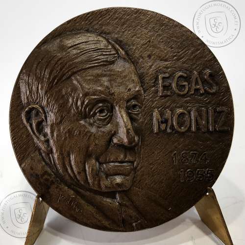 EGAS MONIZ 1874 - 1955, Prémio Nobel da Medicina de 1949, Leucotomia Pré-Frontal, Medalha bronze do escultor José de Moura