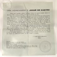 Josué de Castro 1908-1973, was a doctor, professor, geographer, scientist and politician, Medal Sculptor José de Moura