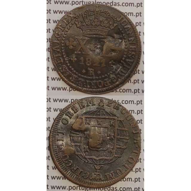 MOEDA XL RÉIS COBRE 1821 (BC) BRASIL- "R" RIO DE JANEIRO