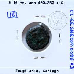 Zeugitania, Cartago, Æ16, ano 400-350 a.C., (SNG Cop 94-97)