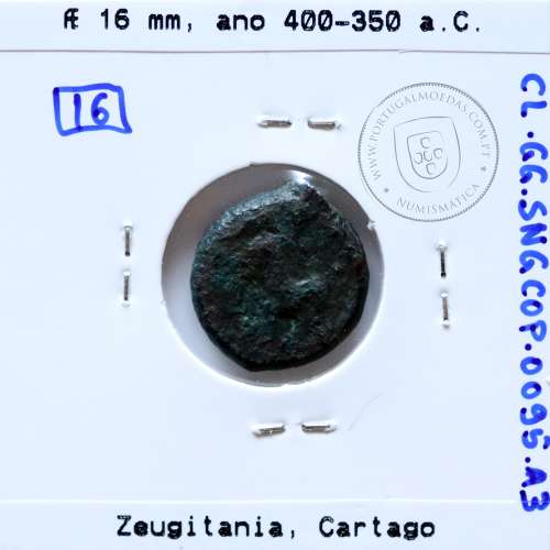 Ancient greeK coin, Zeugitania, Carthage., Year 400-350 B.C. Æ 16 unit., (SNG Cop 94-97)