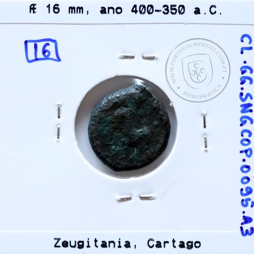 Ancient greeK coin, Zeugitania, Carthage., Year 400-350 B.C. Æ 16 unit., (SNG Cop 94-97)