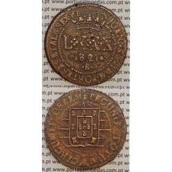 MOEDA LXXX RÉIS COBRE 1821 (BC) BRASIL- "B" BAHIA