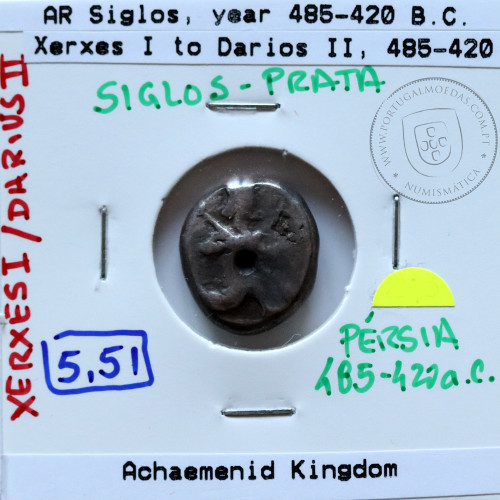 siglos prata, época de Xerxes I - Darius II, 485-420 a.C., Pérsia, Império Persa Aqueménida 550-330 a.C.
