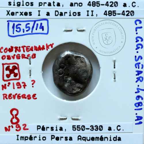 siglos prata, época de Xerxes I - Darius II, 485-420 a.C., Pérsia, Império Persa Aqueménida 550-330 a.C.