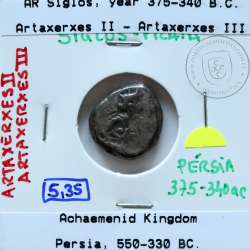 siglos prata, época de Artaxerxes II a Artaxerxes III, 375-340 a.C., Pérsia, Império Persa Aqueménida 550-330 a.C.