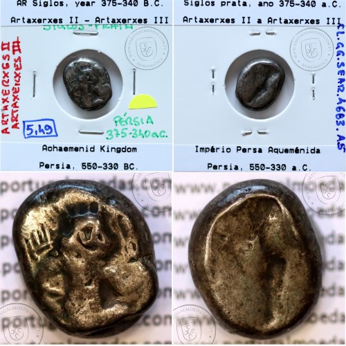 Ancient greeK coin, AR Siglos, Achaemenid Kingdom, time of Artaxerxes II to Artaxerxes III, 375-340 B.C.