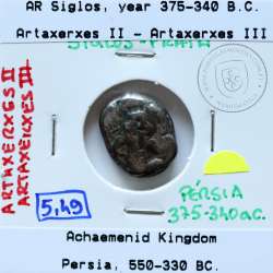 Ancient greeK coin, AR Siglos, Achaemenid Kingdom, time of Artaxerxes II to Artaxerxes III, 375-340 B.C.