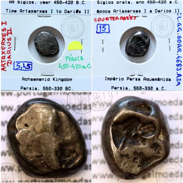 siglos prata, época de Artaxerxes I a Darius II, 450-420 a.C., Pérsia, Império Persa Aqueménida 550-330 a.C.