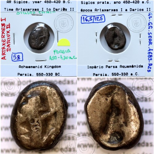 Ancient greeK coin, AR Siglos, Achaemenid Kingdom, time of Artaxerxes I to Darius II, 450-420 B.C.